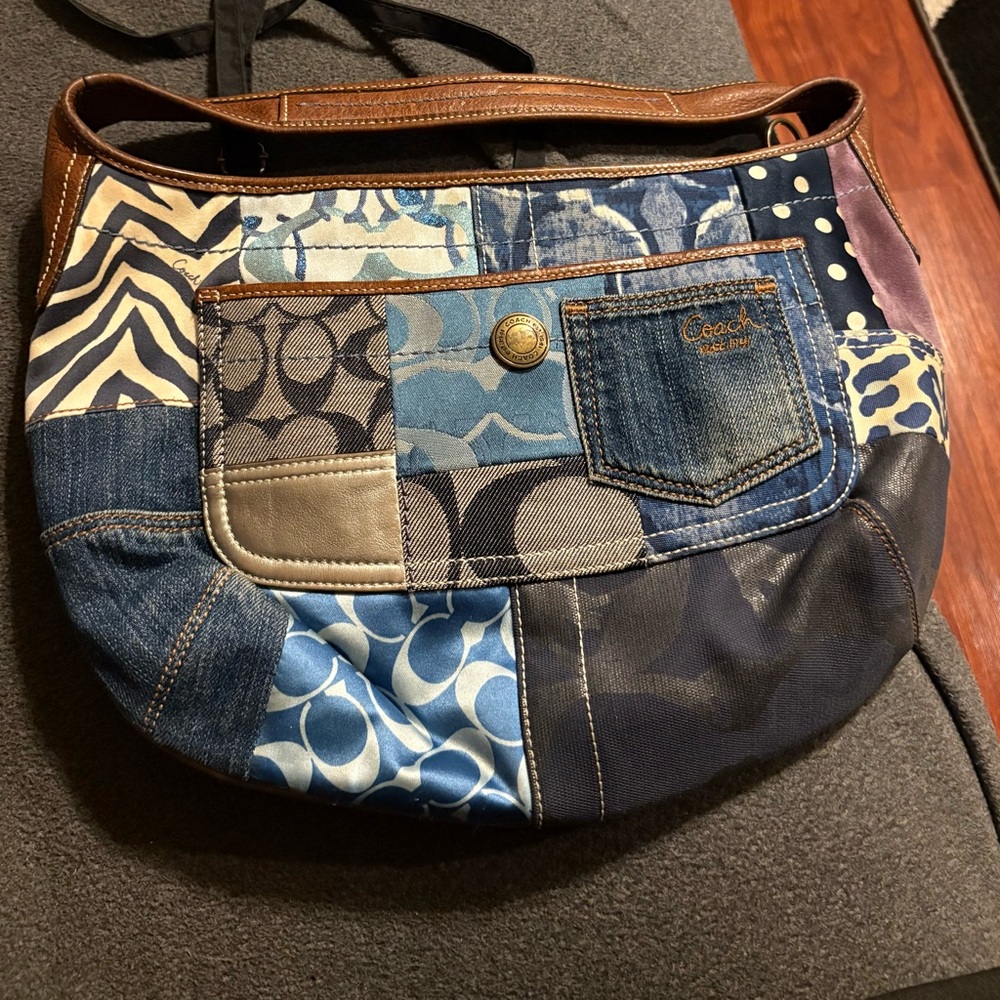 Coach Vintage Patchwork Shoulder Bag - Blue and Brown
